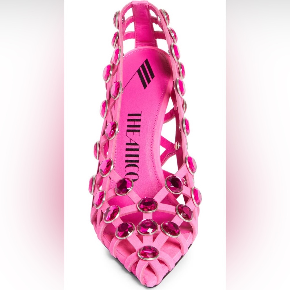 The Attico Grid Crystal Embellished Pointed toe pump